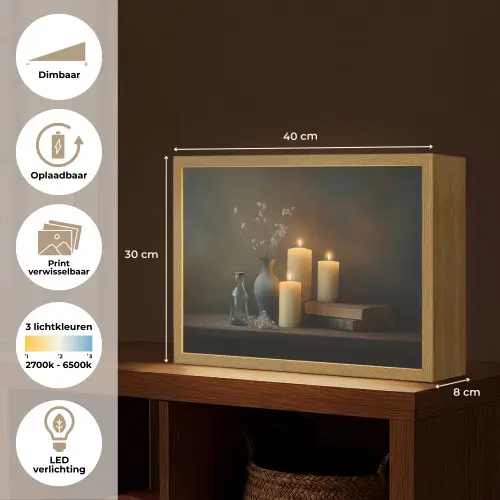 Kaarsen - Stilleven - Rustiek - Boeken Light Box met batterij (Wandlamp) middel -USP_websiteoverzichtNL