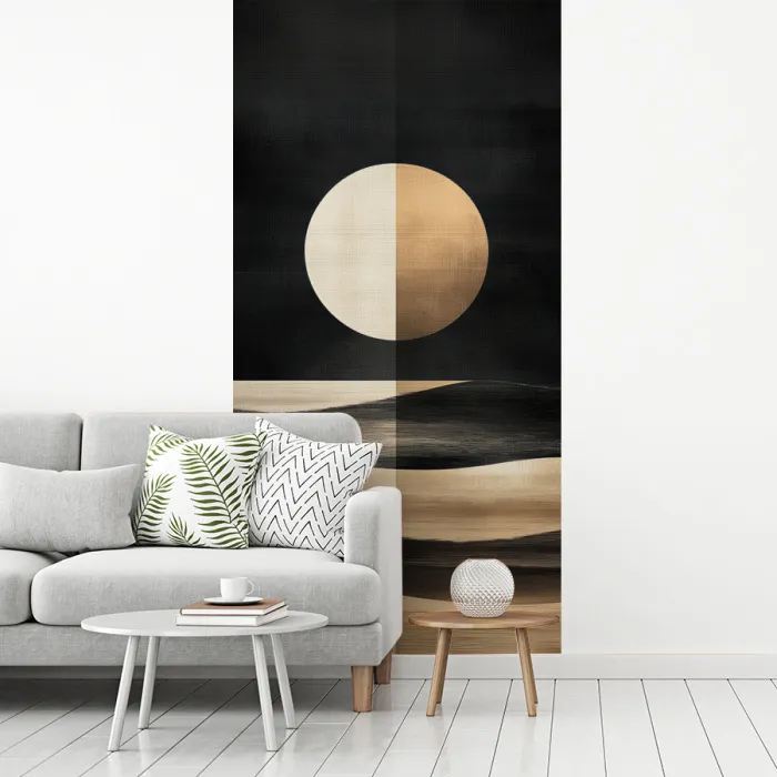Maan - Cirkel - Goud fotobehang vinyl groot -woonkamer