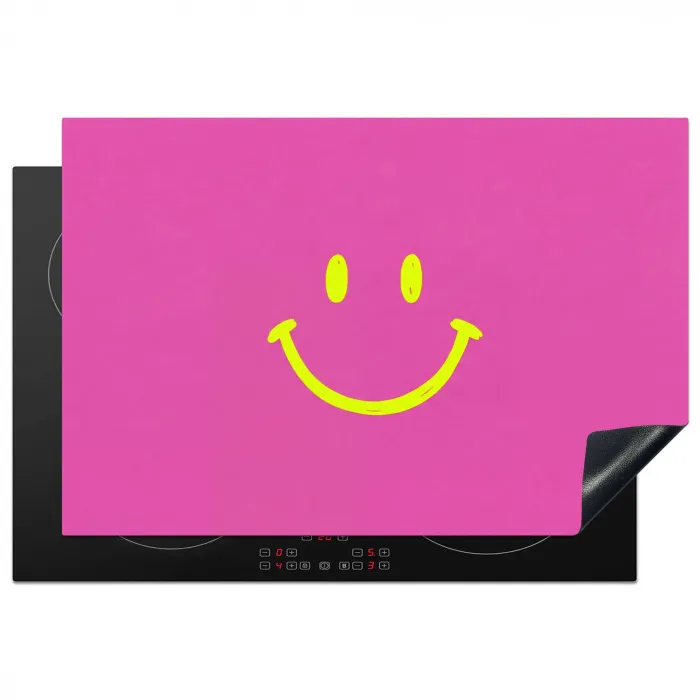 Smiley - Vrolijk - Roze Inductie beschermer vinyl 3mm klein -3d