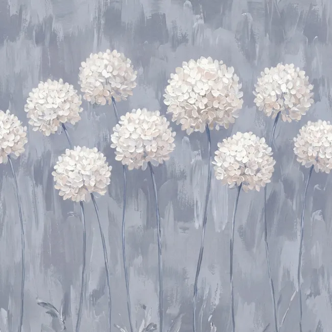 Behang - Bloemen - Illustratie - Blauw