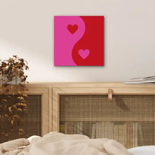 Minimalistisch - Rood - Roze - Hartjes aluminium wit klein -sfeer3