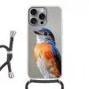 Kleurrijk - Vogeltje - Veren - Blauw Hoesje iPhone 16 Pro Max met koord klein -3d