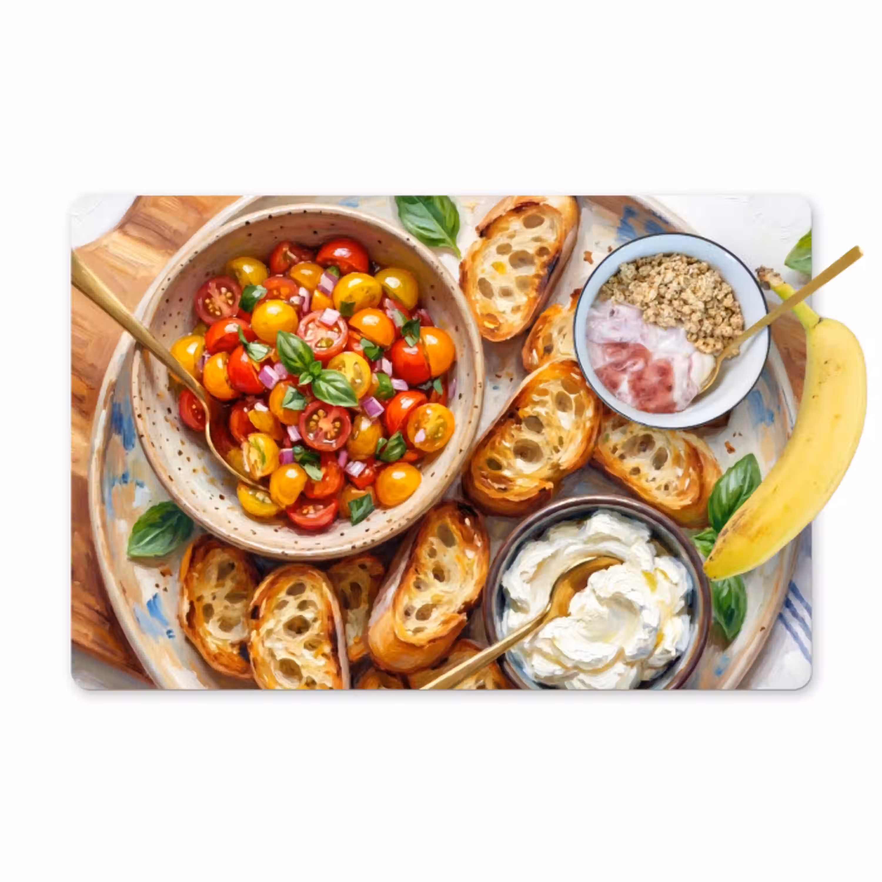 Eten - Tomaat - Brood - Kleurrijk - Keuken Placemat vinyl groot -zzzproduct_Kitchenyeah-website