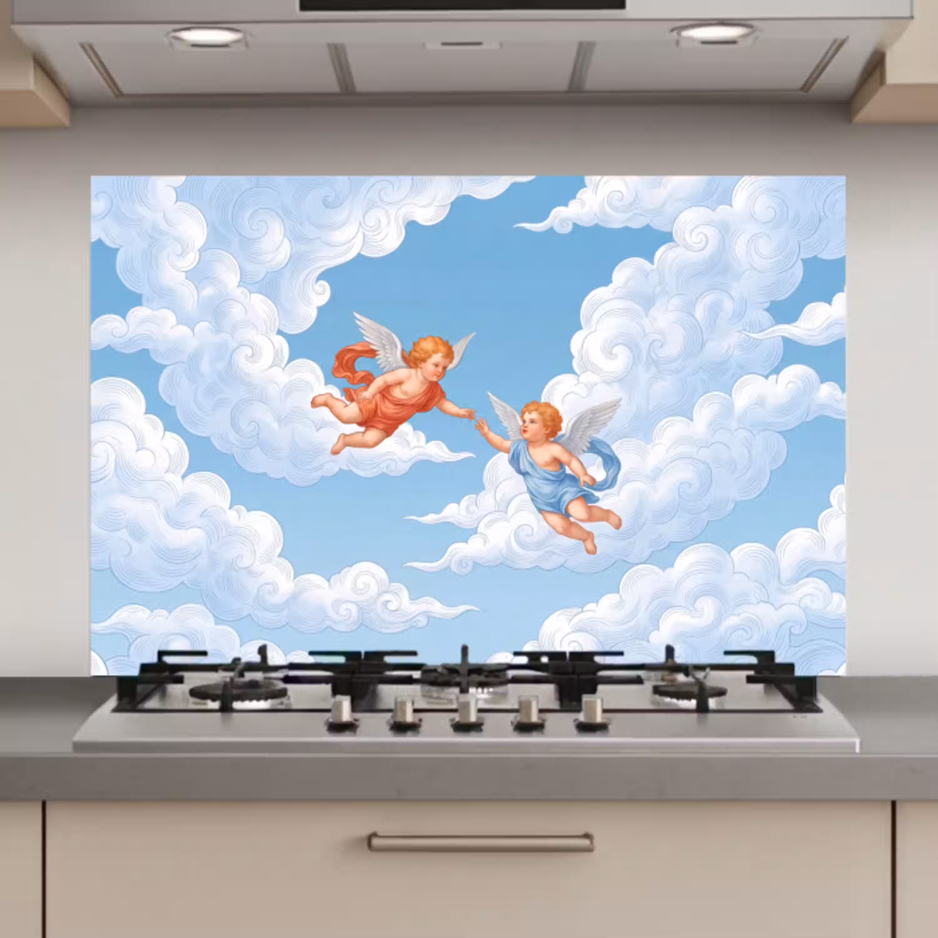 Engel - Vliegend - Klassiek - Blauw keuken achterwand spatscherm klein -3d_website