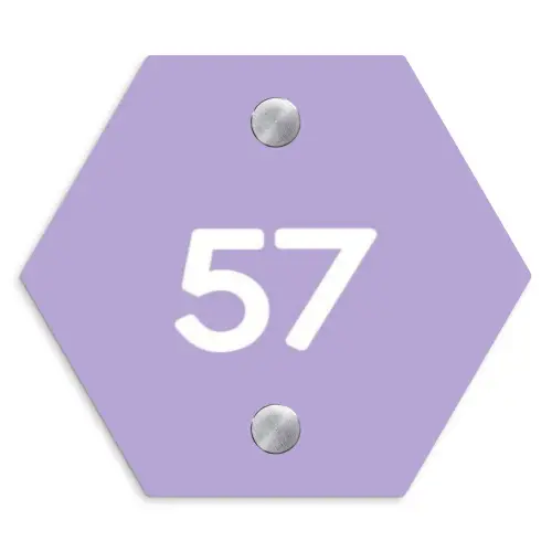 Effen - Lila - Traditioneel Naambord Hexagon klein -3d