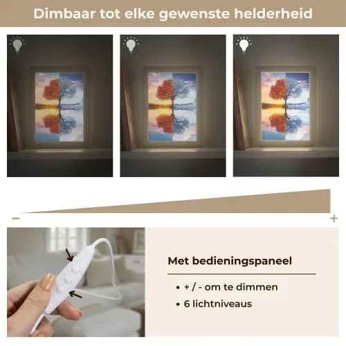 Seizoenen - Kunst - Boom - Herfst - Winter Light Box met kabel (Tafellamp) klein -USP_dimbaarNL
