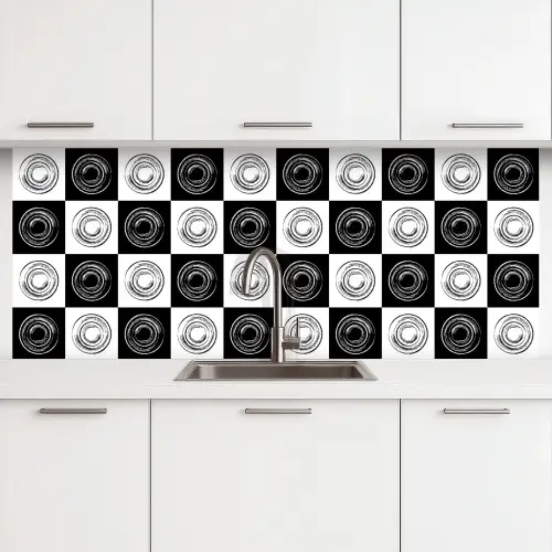 Patronen - Schaakbord - Zwart Wit keuken achterwand 2 middel 871 -3d