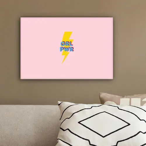 Grl pwr - Bliksem - Roze canvas 2cm klein -sfeer3