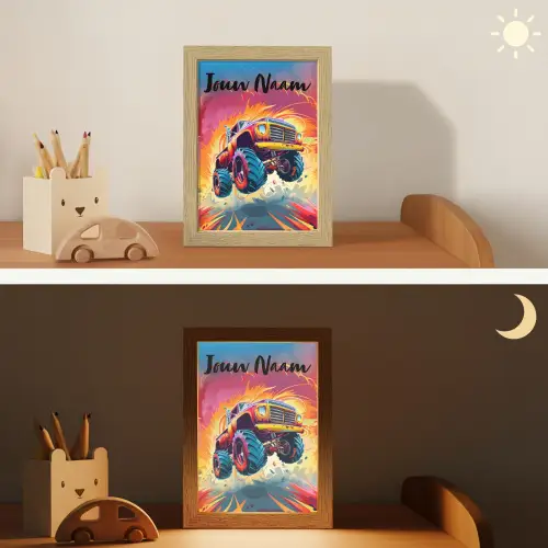 Monstertruck - Auto - Jongens - Kleurrijk Light Box met kabel (Kinderlampje) klein -sfeer3_kind