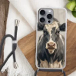 Koe - Portret - Dieren - Modern Hoesje iPhone 16 Pro Max met koord klein -sfeer4