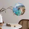 Kustdorp - Schilderij - Rotsen - Boten Wandcirkel behangsticker klein -sfeer3