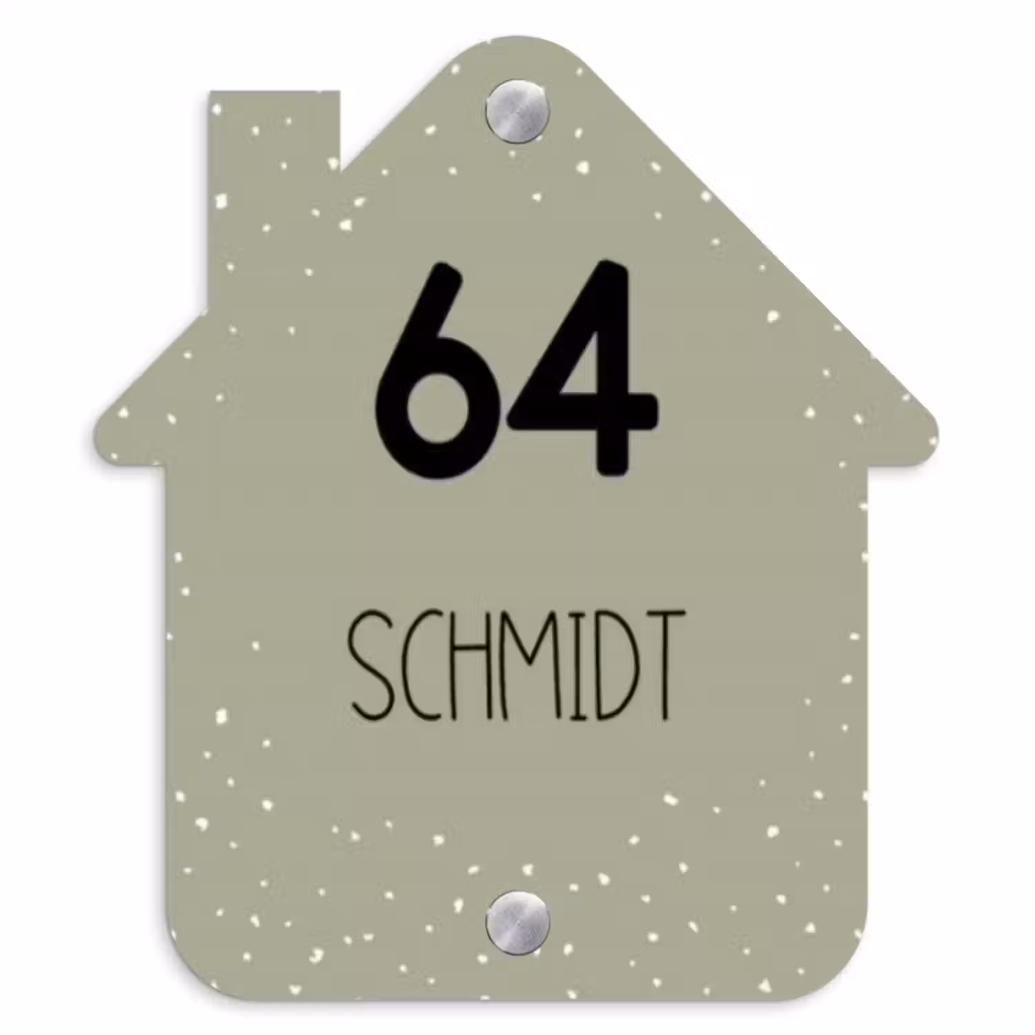 Namensschild Haustür Häuschen - Olivgrün mit Polka Dots - Modern
