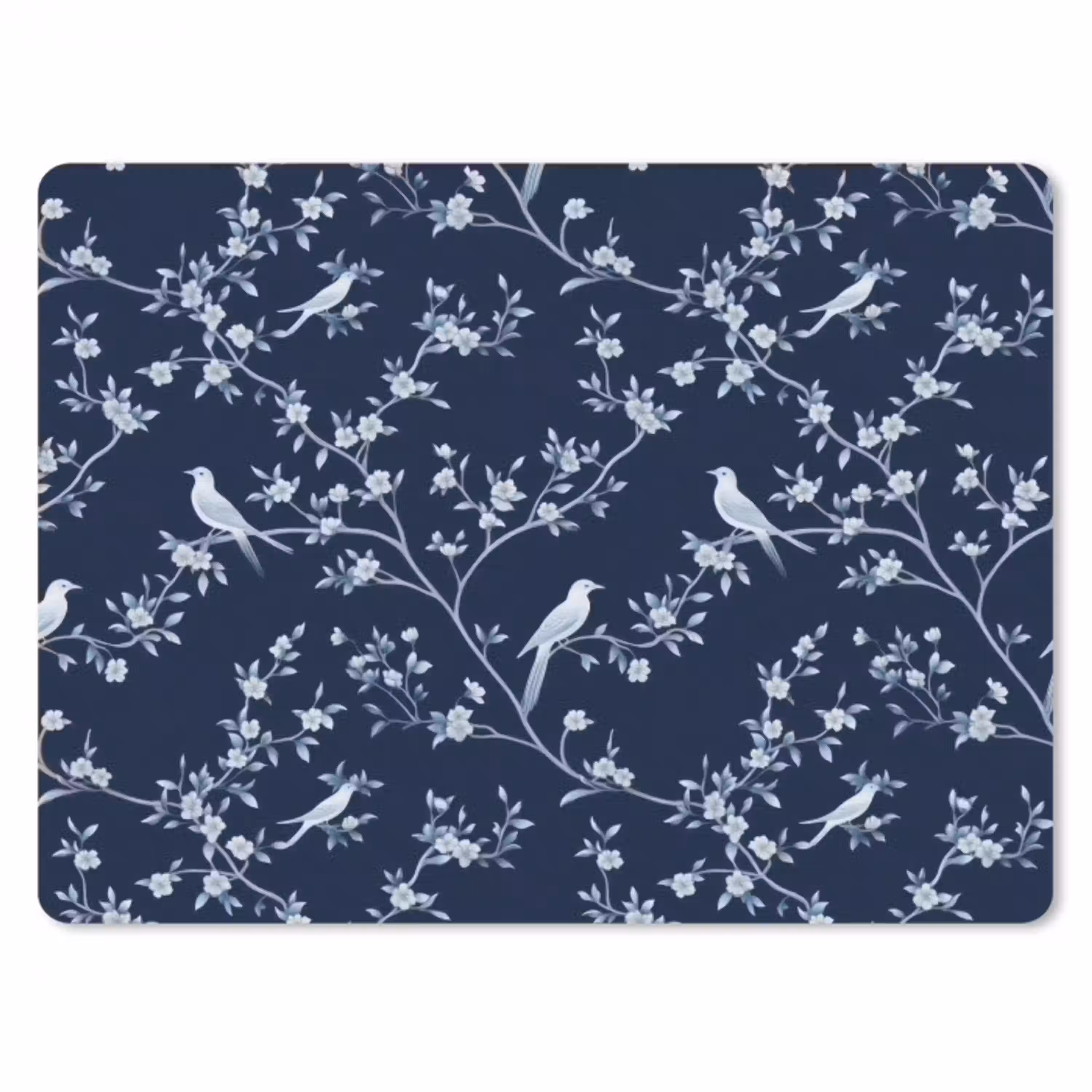 Grafisch - Bloesemtak - Blauw muismat rubber klein 262 -3d