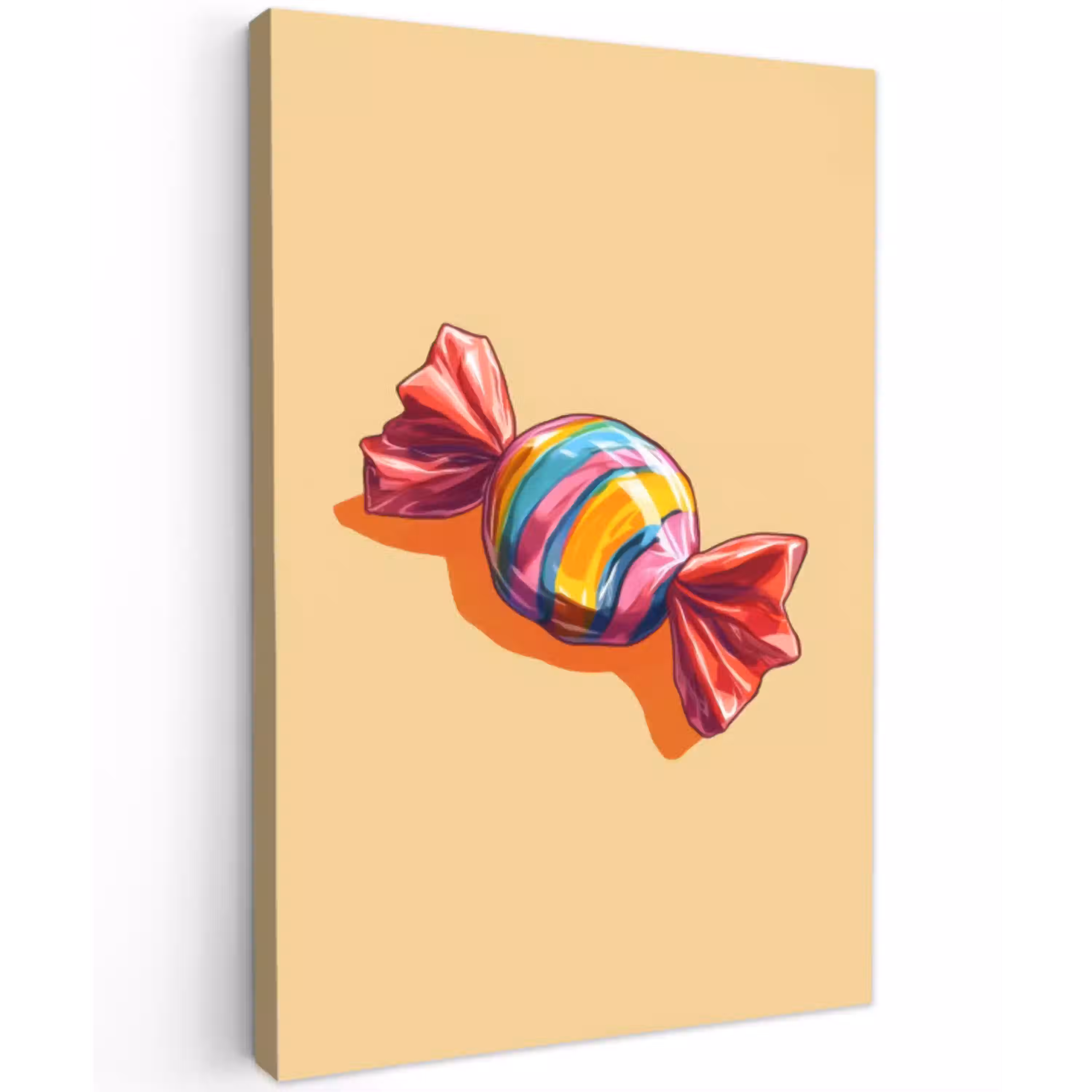 Geel - Snoep - Kleur Tuinposter op houten frame 2 cm dik middel -3d