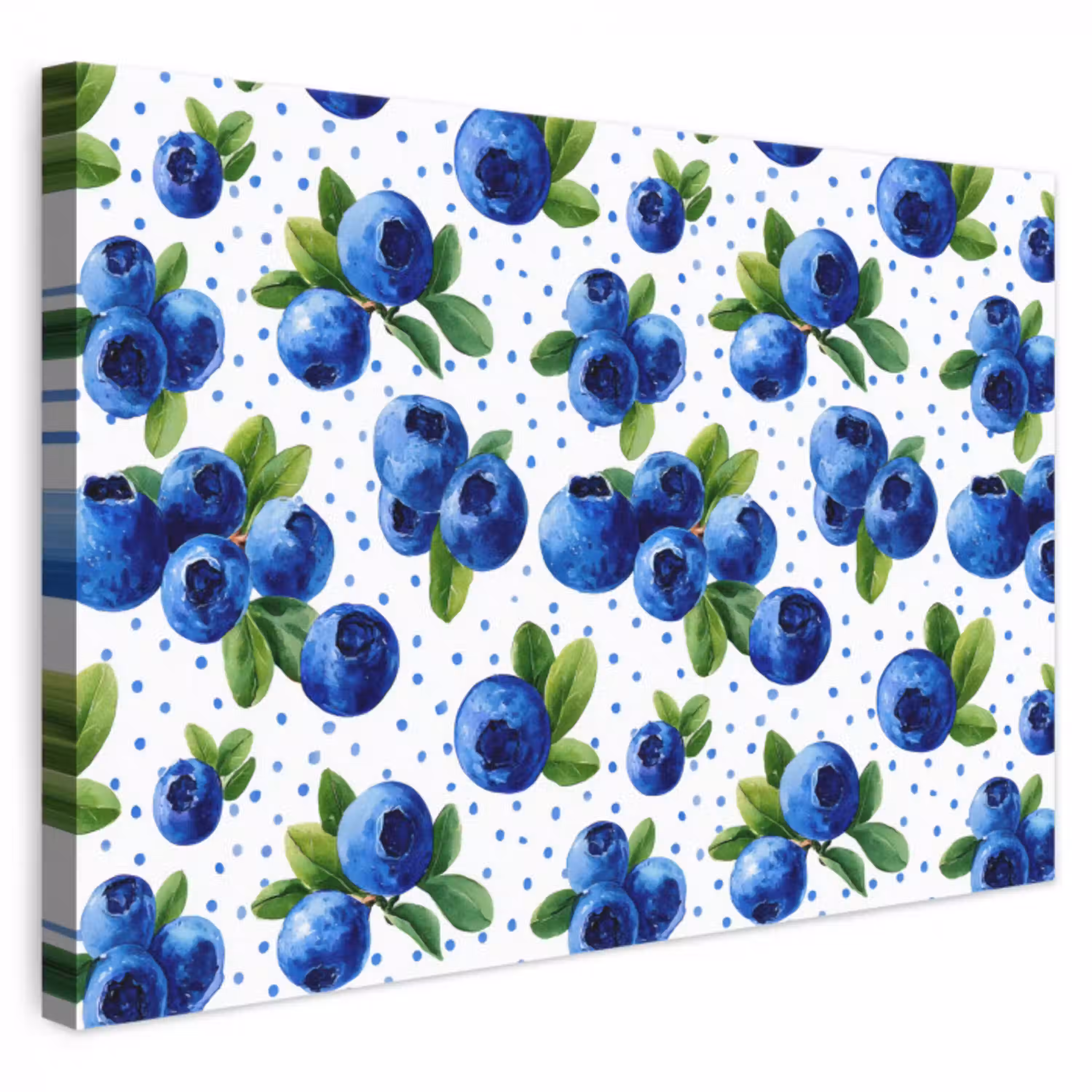 Bessen - Patroon - Blauw canvas 2cm klein 34 -3d