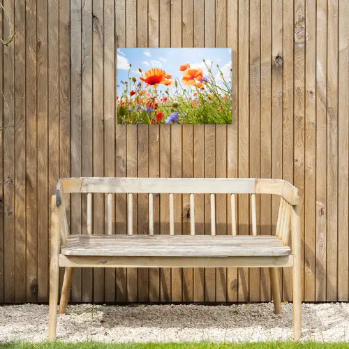 Bloemen - Klaproos - Lente - Natuur - Rood - Blauw Tuinposter op houten frame 2 cm dik klein -sfeer4