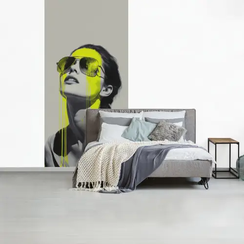 Vrouw - Bril - Verf fotobehang vinyl groot -slaapkamer