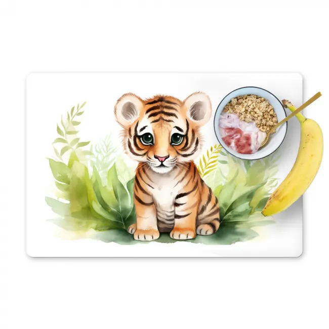 Tijger - Planten - Kind - Watercolor - Wilde dieren Placemat vinyl groot -zzzproduct_Kitchenyeah-website