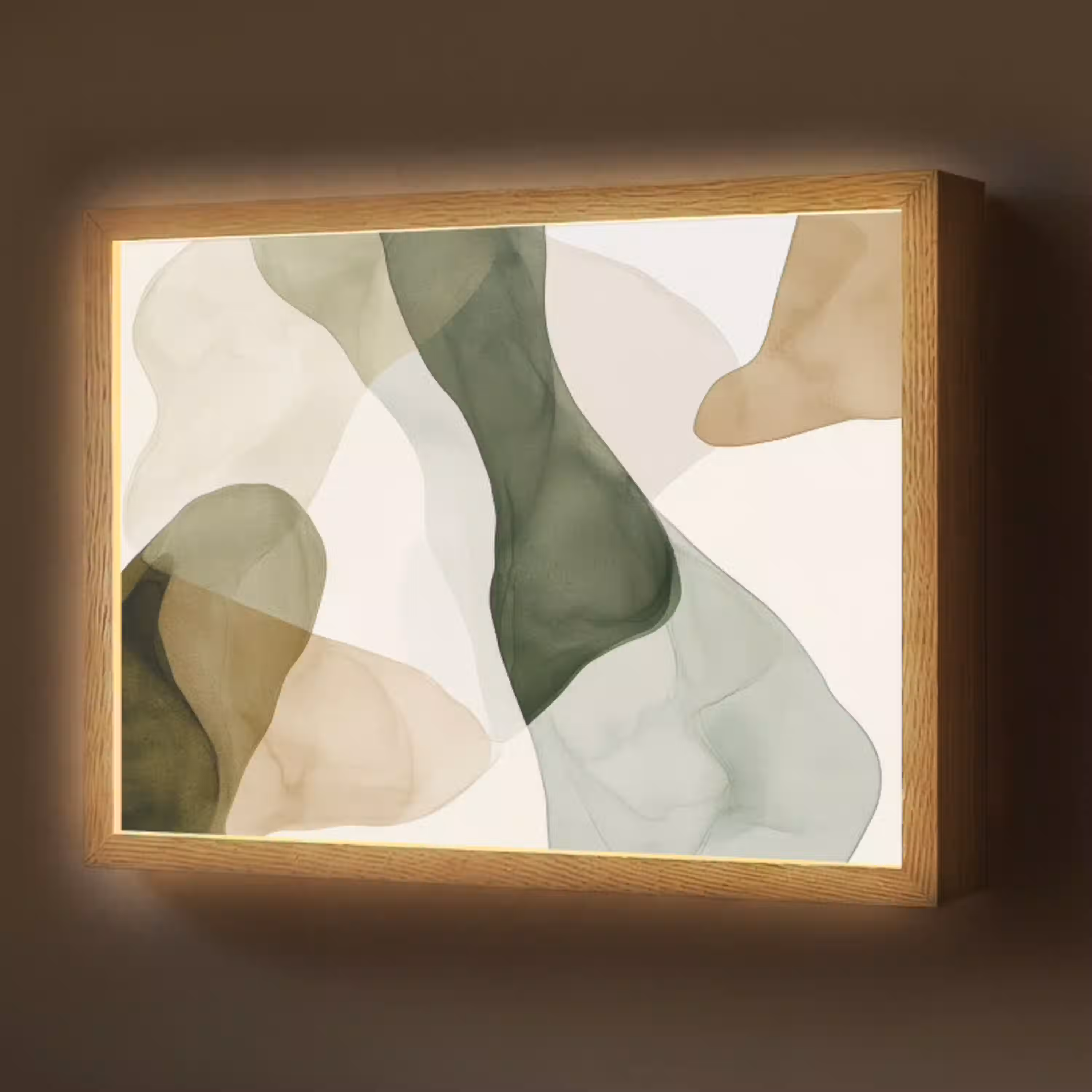 Japandi - Abstract - Groen Light Box met batterij (Wandlamp) middel -z3d_website