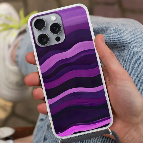 Lijnen - Golven - Paars - Abstract Hoesje iPhone 16 Pro Max met koord klein -sfeer3