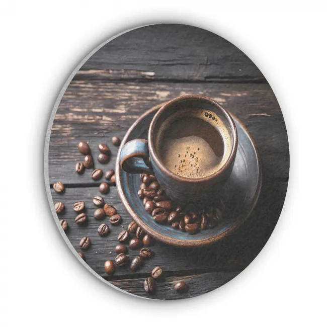 Acoustic painting round - Cup - Coffee - Wood - Beans