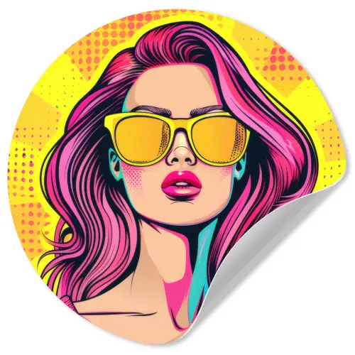 Zonnebril - Vrouw - Zonnig - Geel Wandcirkel behangsticker klein -3d