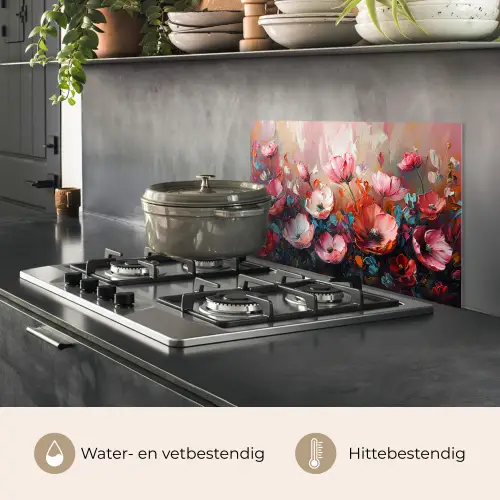 Klaprozen - Roze - Bloemen - Botanisch - Kunst keuken achterwand spatscherm klein -usp_NL
