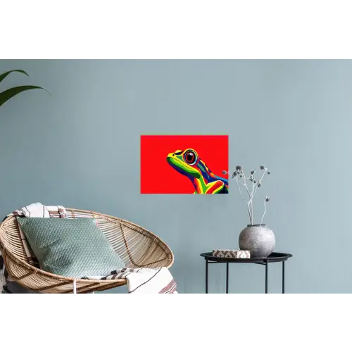Kikker - Kleurrijk - Strepen - Ogen Muursticker klein -plant