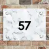 Lichtblauw marmer - Traditioneel Naambord Rechthoek middel -sfeer3