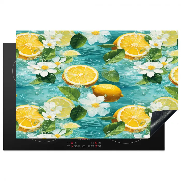 Citroen - Bloemen - Bruisend - Water Inductie beschermer vinyl 3mm klein 276 -3d