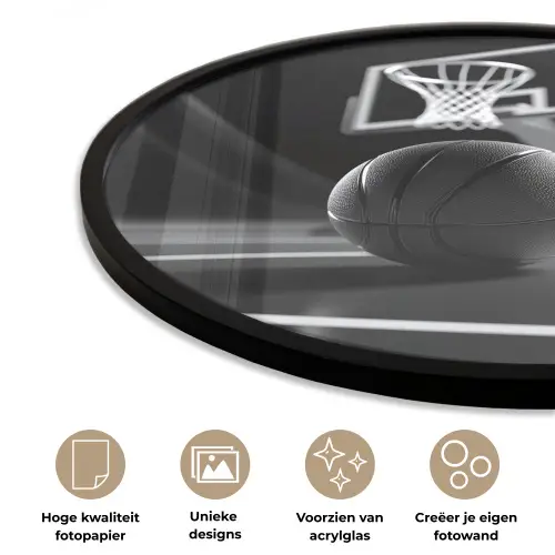 Basketbal - Basketbalveld - Lichtlijnen Fotolijst rond zonder passe partout klein -closeup_NL