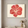 Rode hibiscusbloem - Textuur achtergrond - Beige Textielframe zwart klein -sfeer2