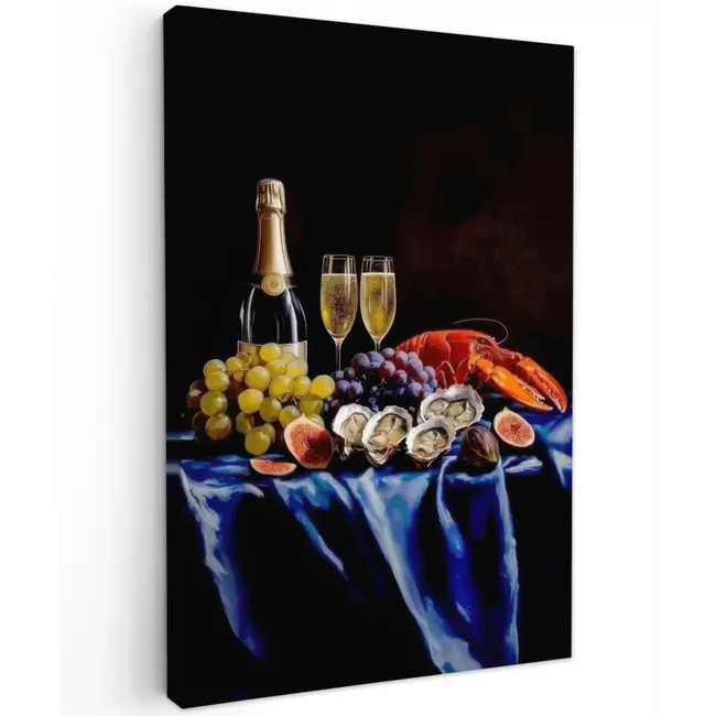 Champagne - Luxe - Oesters Tuinposter op houten frame 2 cm dik klein -3d