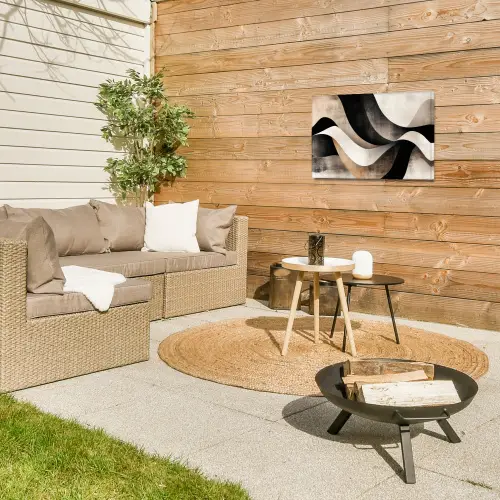 Abstract - Golven - Zwart - Verweerd Tuinposter op houten frame 2 cm dik klein -sfeer2