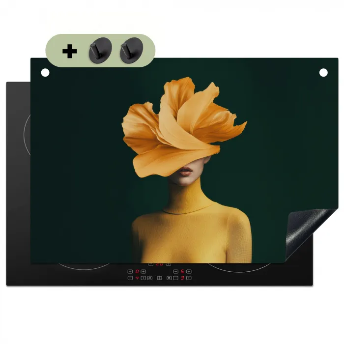 Vrouw - Hoed - Geel Inductie beschemer met haakjes klein -3d