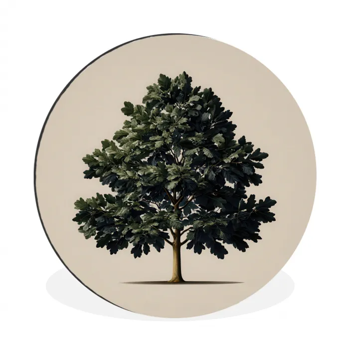 Eikenboom - Schaduw - Egaal Wandcirkel aluminium klein -3d
