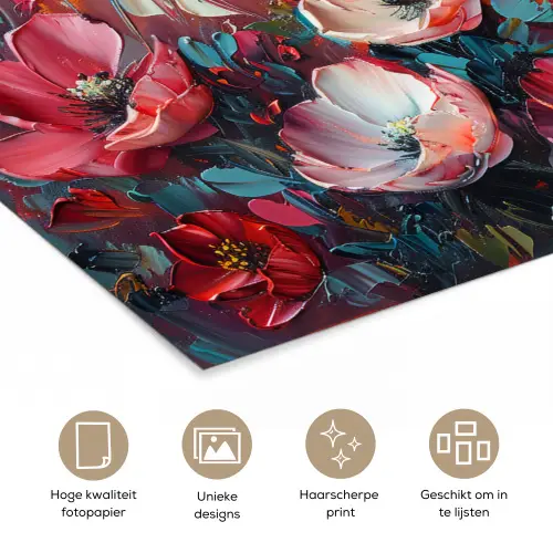 Klaprozen - Roze - Bloemen - Botanisch - Kunst poster papier klein -closeup_NL