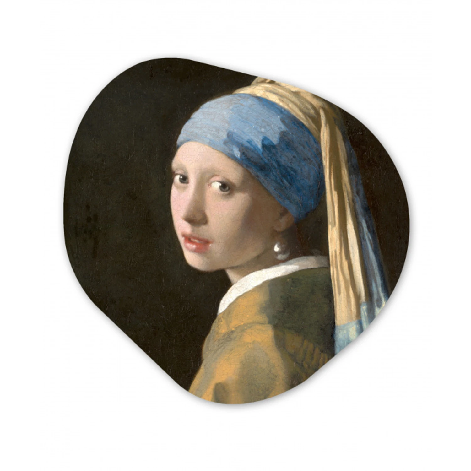 Meisje met de Parel - Schilderij van Johannes Vermeer Wandcirkel Organisch Forex 3mm klein -3d