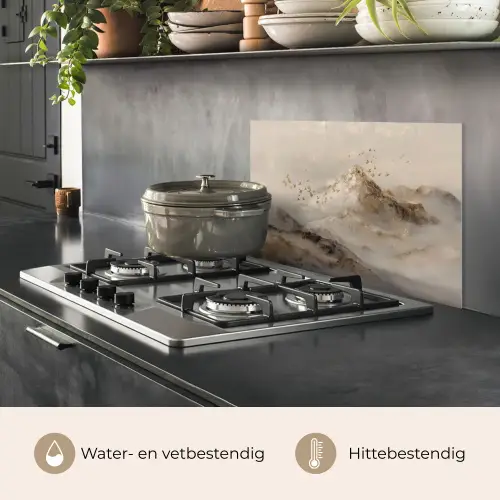 Berglandschap - Mist  - Penseelstreken keuken achterwand spatscherm klein -usp_NL
