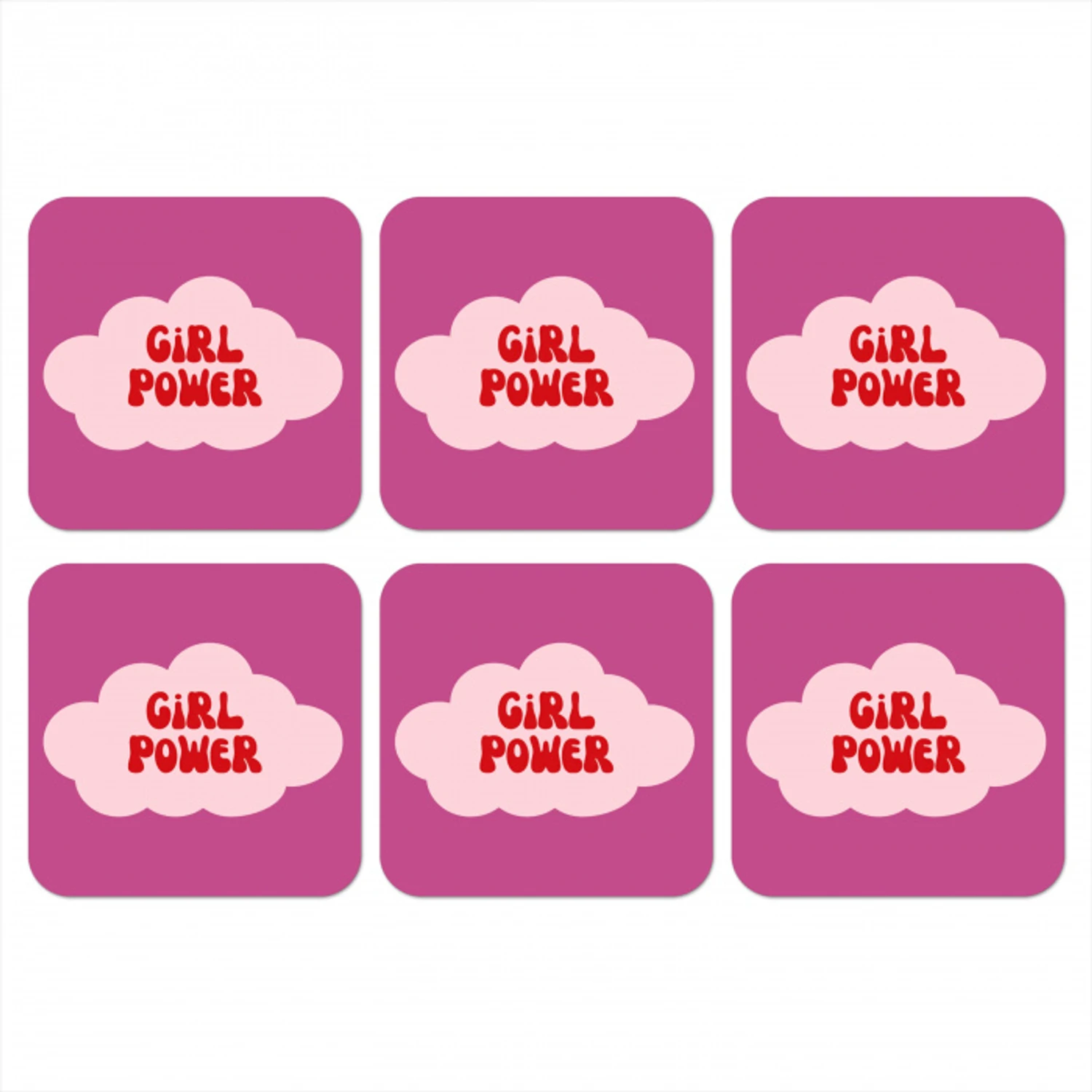 Girl power - Wolk - Roze onderzetter kurk middel -3d