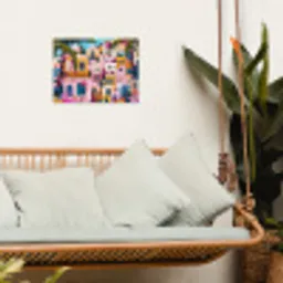 Kleurrijk - Roze - Oranje - Geel - Bloemen tuinposter los doek klein -sfeer7
