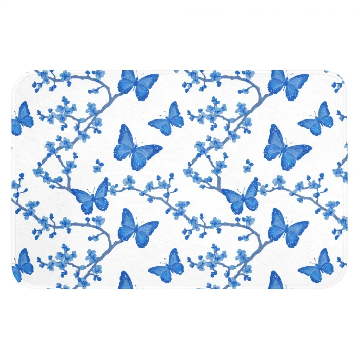 Vlinder - Bloemen - Blauw WCmat klein 1009 -3d