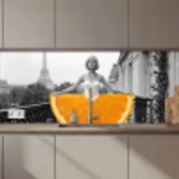 Sinaasappel - Eiffeltoren - Vrouw keuken achterwand 2 middel zz_3dshopping