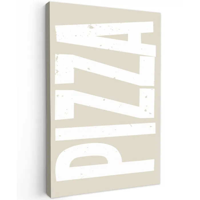 Pizza - Decoratie - Japandi - Wit Tuinposter op houten frame 2 cm dik klein -3d