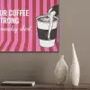 Roze - Strepen - Koffie - Maandag PET vilt klein -sfeer6_closeup