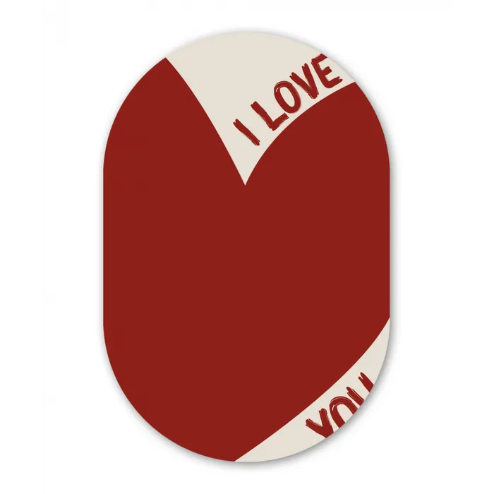 Loveyou - Rood - Hart Wandcirkel Ovaal Glas middel -3d