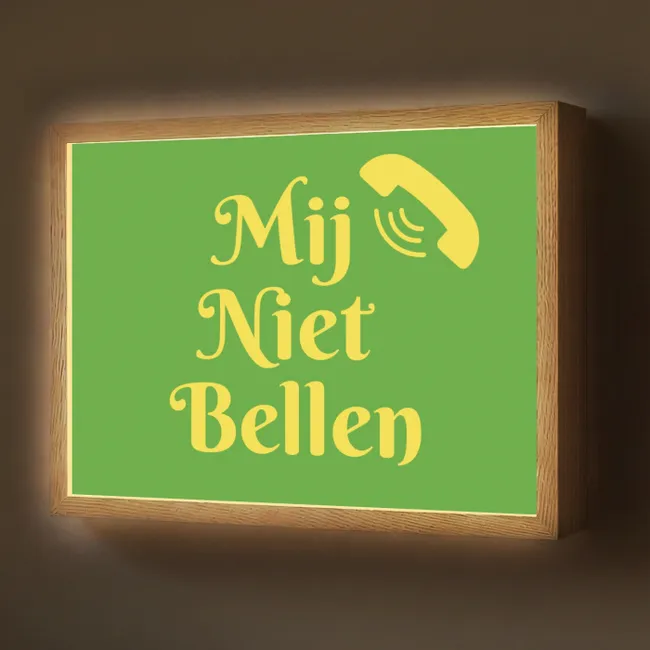 Lightbox - Wandlamp - Mij niet bellen - Telefoon - Groen