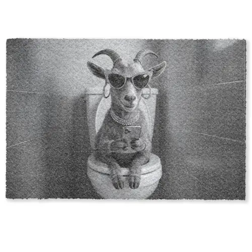 Geit - Telefoon - Toilet - Zwart - Wit Deurmat klein -zkaufland3d