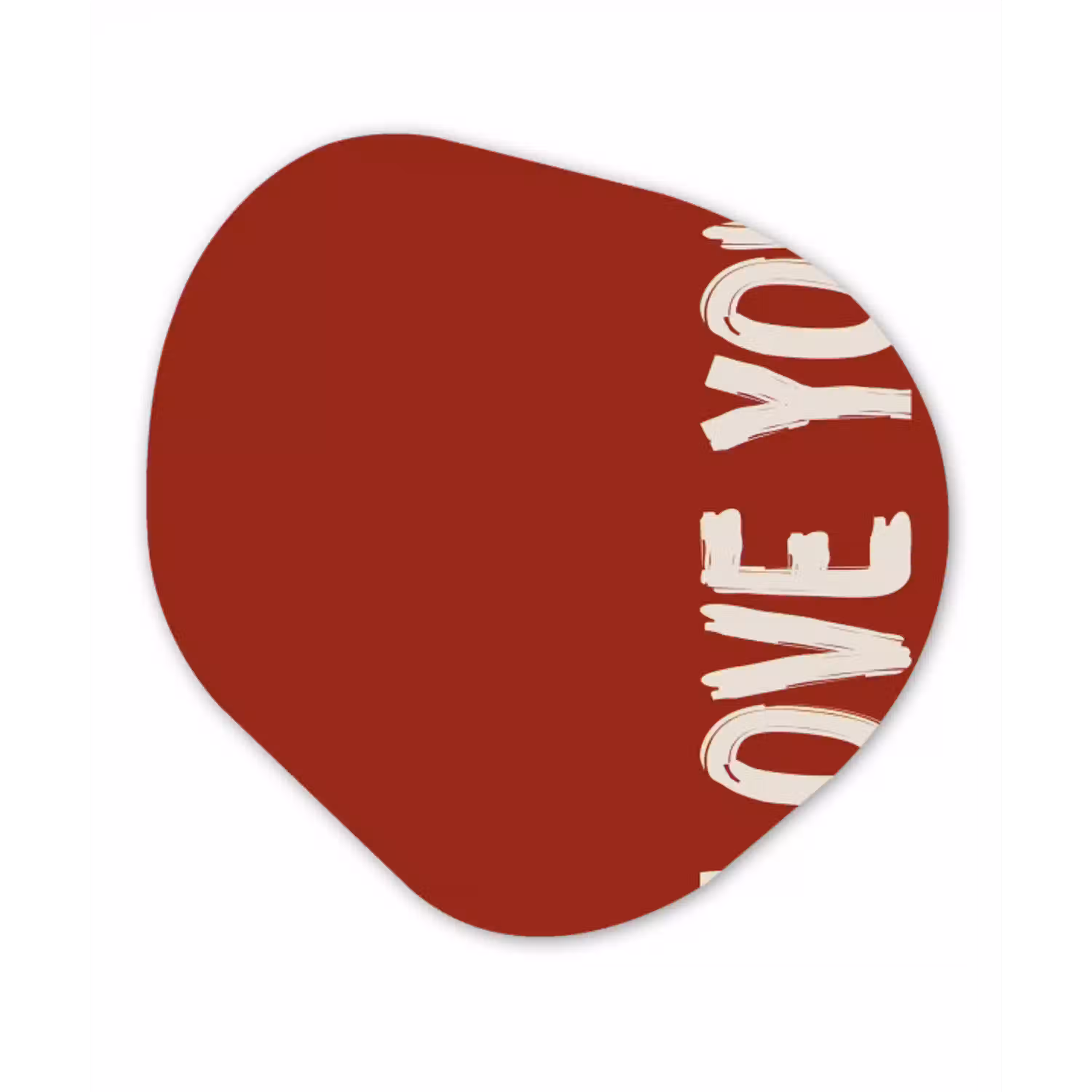 Schuin - Loveyou - Rood Wandcirkel Organisch Plexiglas middel -3d