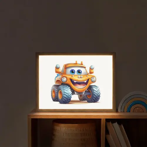 Auto - Oranje - Jongen - Kind Light Box met batterij (Wandlamp kind) middel -sfeer1_kind